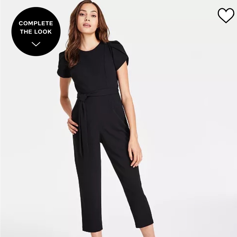 Calvin Klein Women's Tie-Waist Tulip-Sleeve Jumpsuit